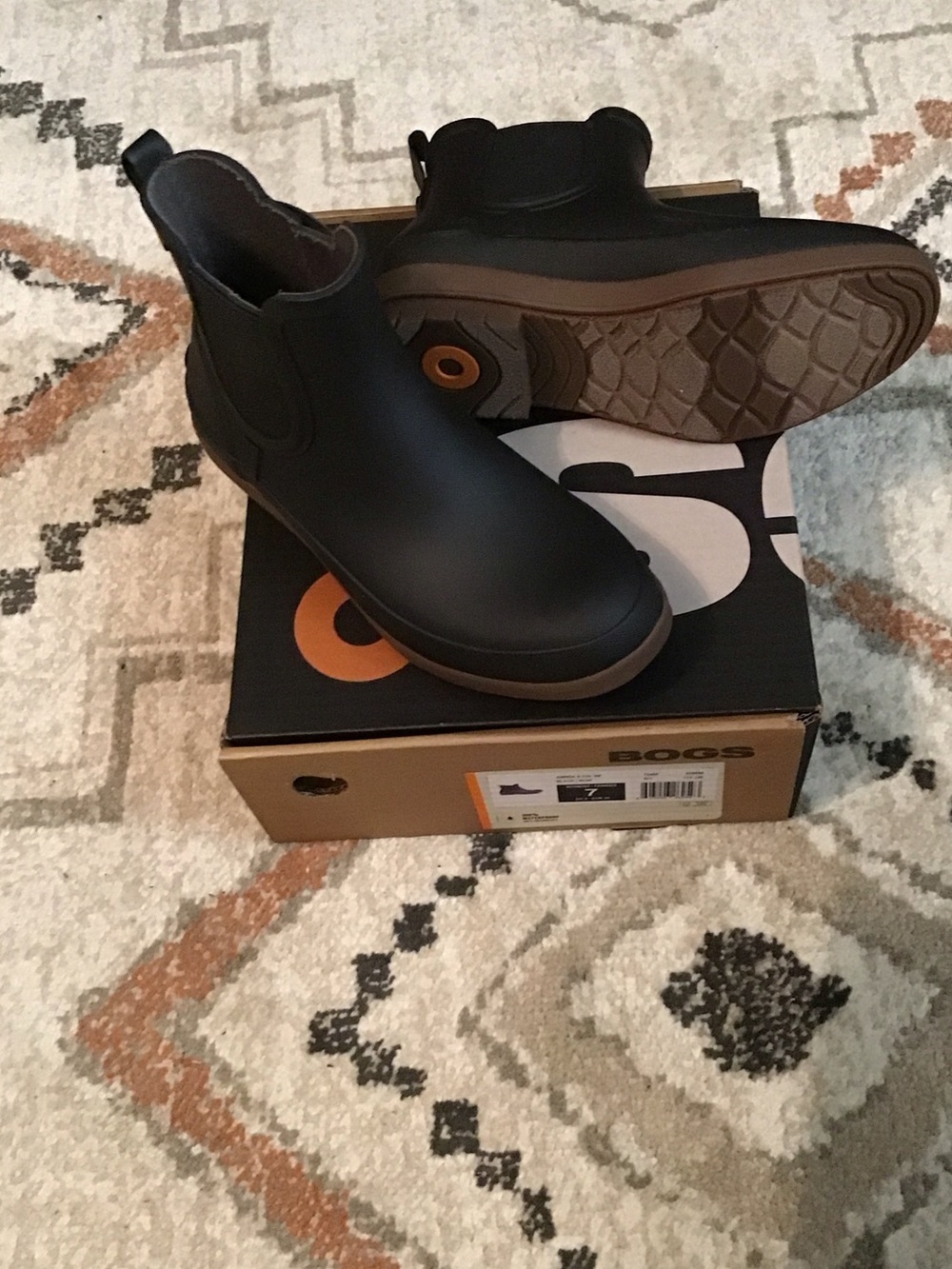 Bogs Men's Black Chelsea Rain & Snow Boot with Brown Sole